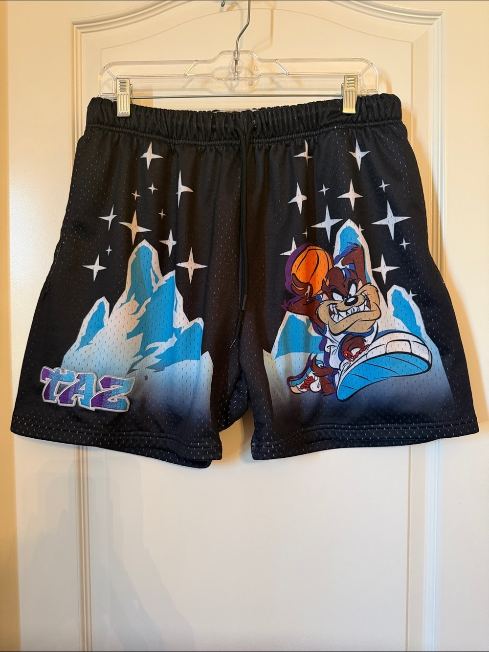 Looney Tunes Taz Graphic Basketball Mesh Shorts - Black/Blue